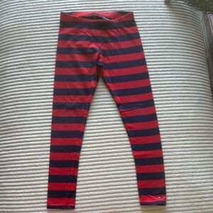 Tommy Hilfiger Striped Red and Navy Blue Kids Leggings/Pajama Bottom in Size 6-7